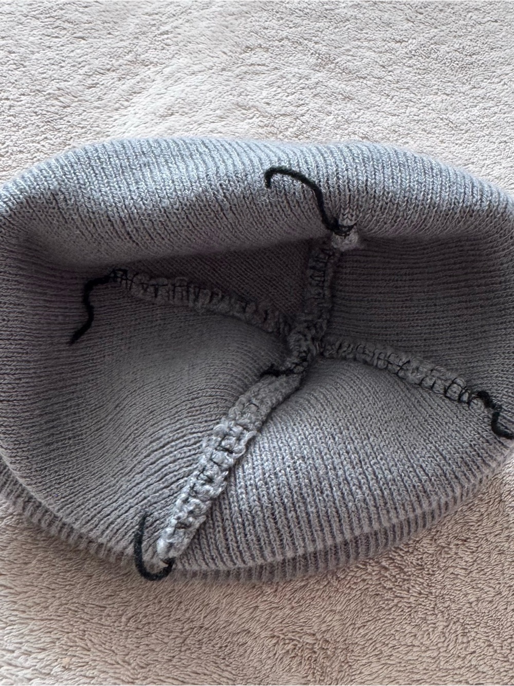 Obey Gray Knit Beanie with Red Logo Patch - Picture 5 of 5
